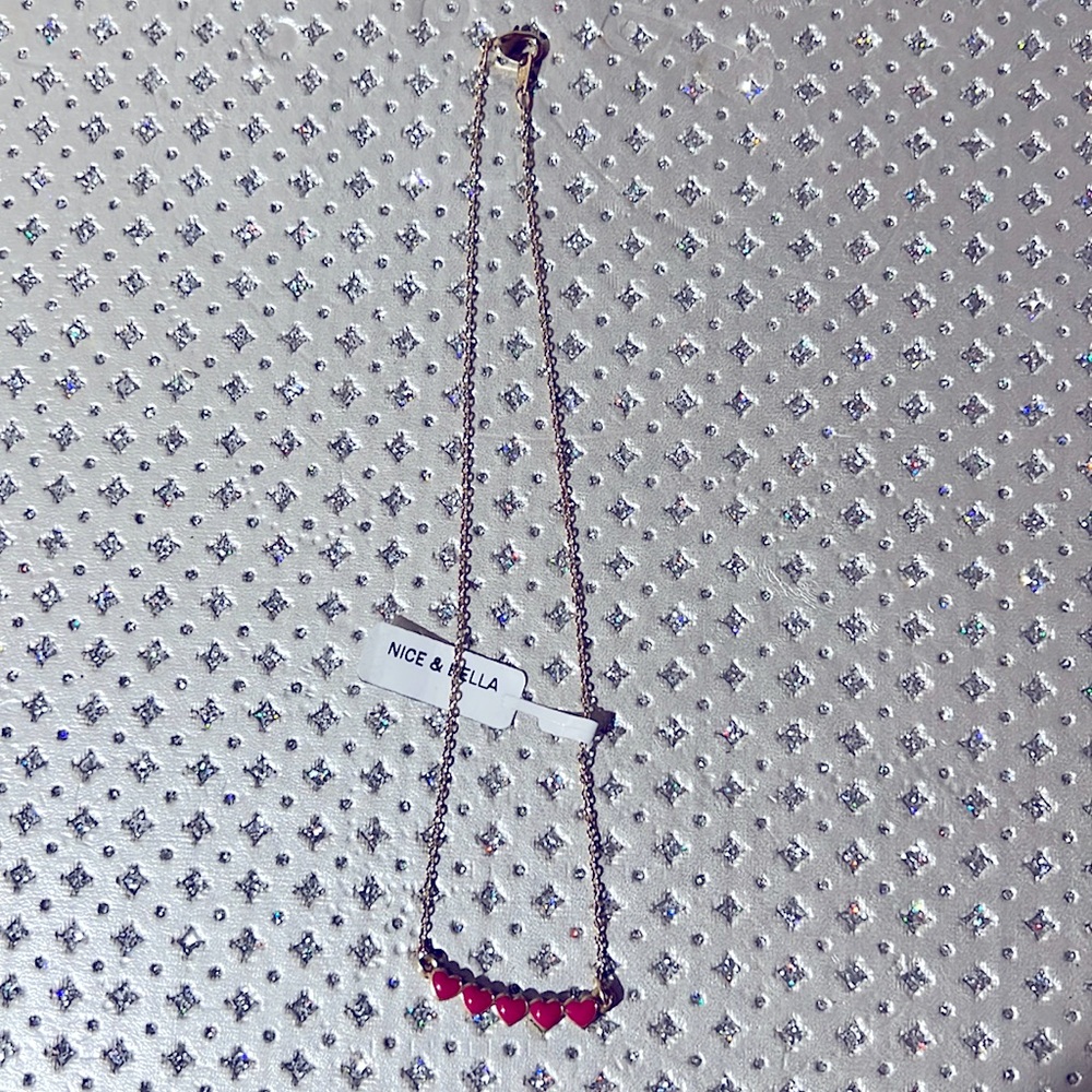 Nice and Bella Red Hearts gold tone kids chain